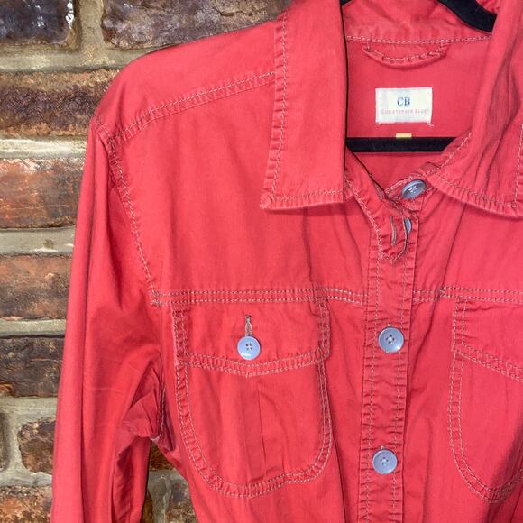 Christopher Blue Taylor Red Tie Front Button Down Lightweight Jacket Size XL - Picture 3 of 7